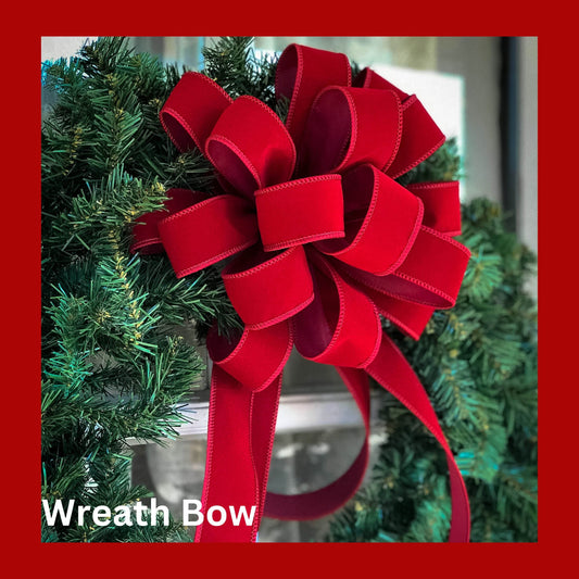 Christmas Bow INDOOR OUTDOOR Red Velvet Christmas Wreath Bow Red  Scarlet Red Christmas Decor Lantern Bow w/out liner Outside Christmas Bows