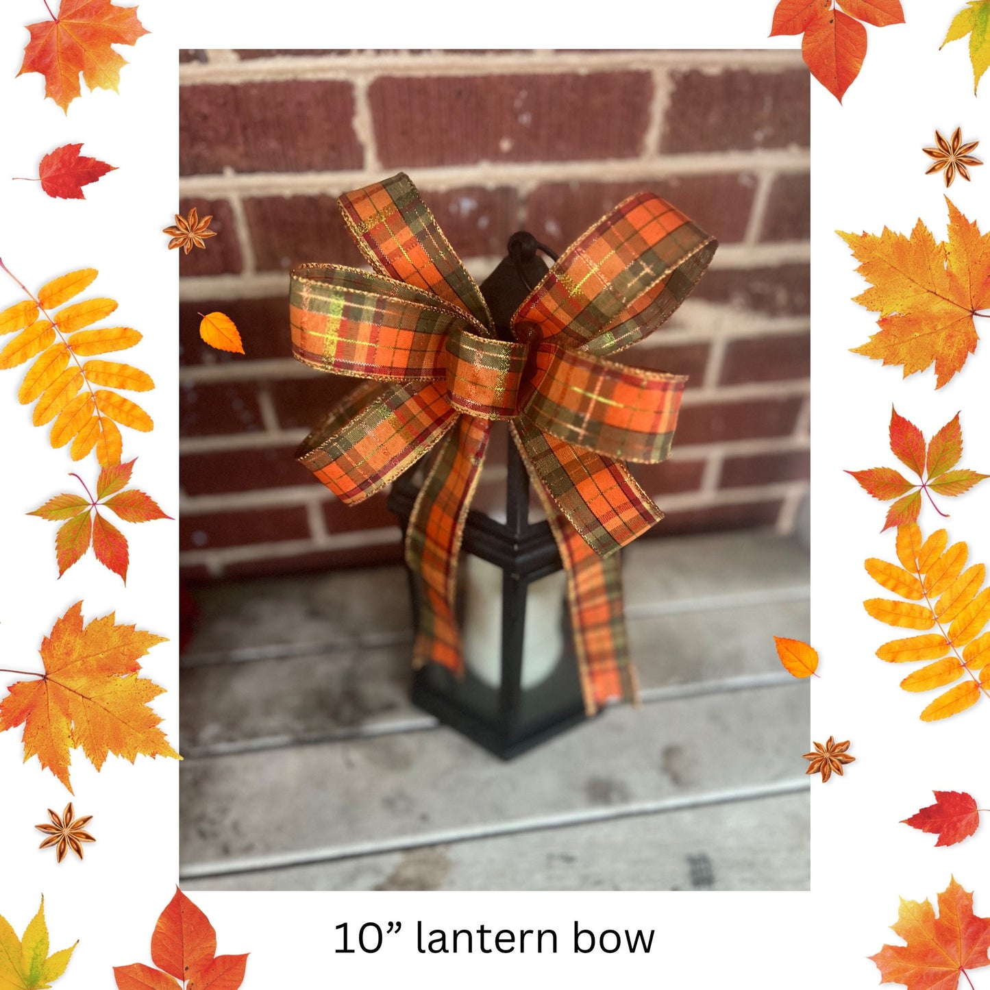Metallic Fall Plaid Wreath Bow Fall Decorations for Front Door Thanksgiving Decor