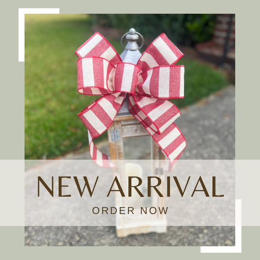Christmas Bow Red and White Bow for Front Door or Lantern
