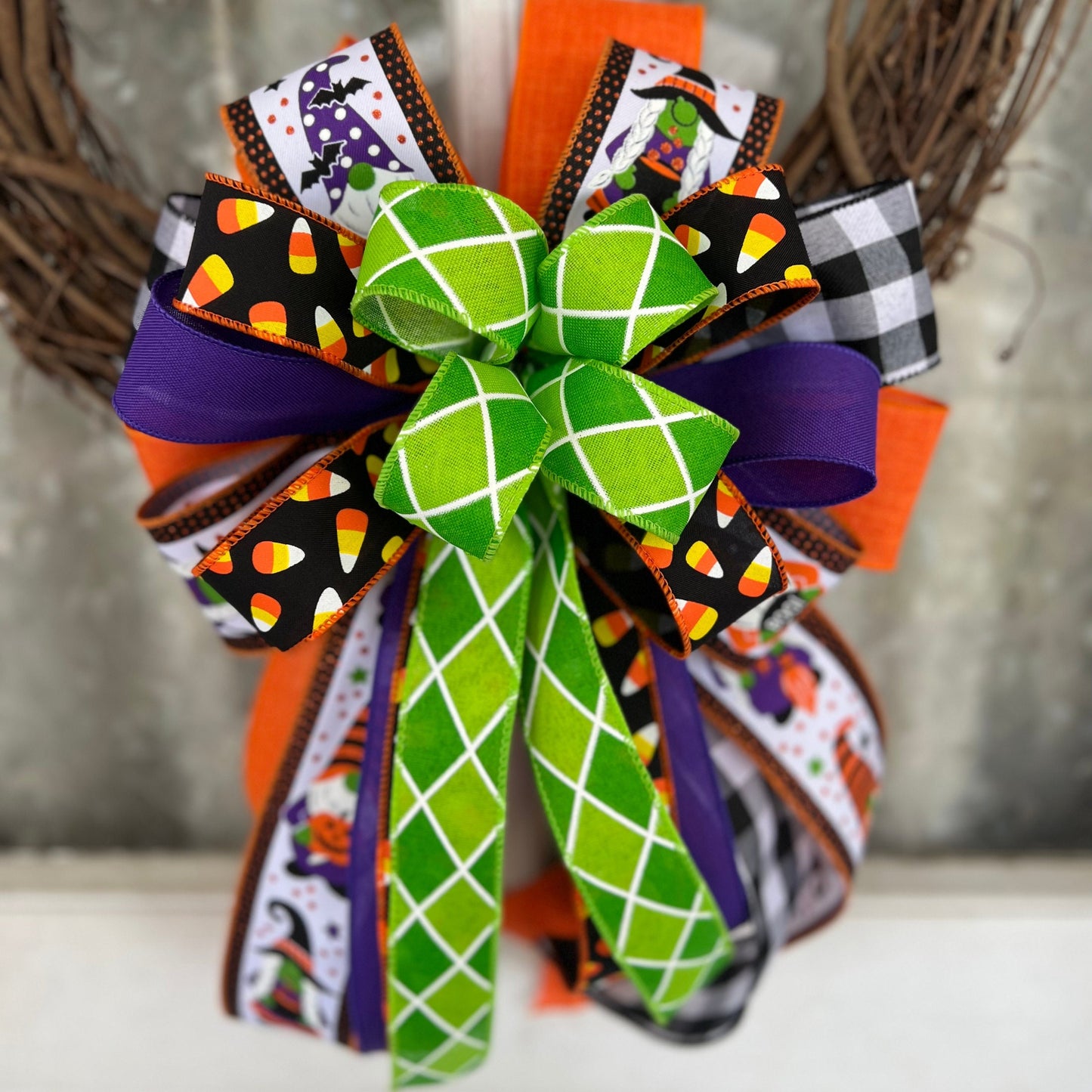 Halloween Bow for wreaths/ Funky Inspired Halloween Bow / Wreath Bow