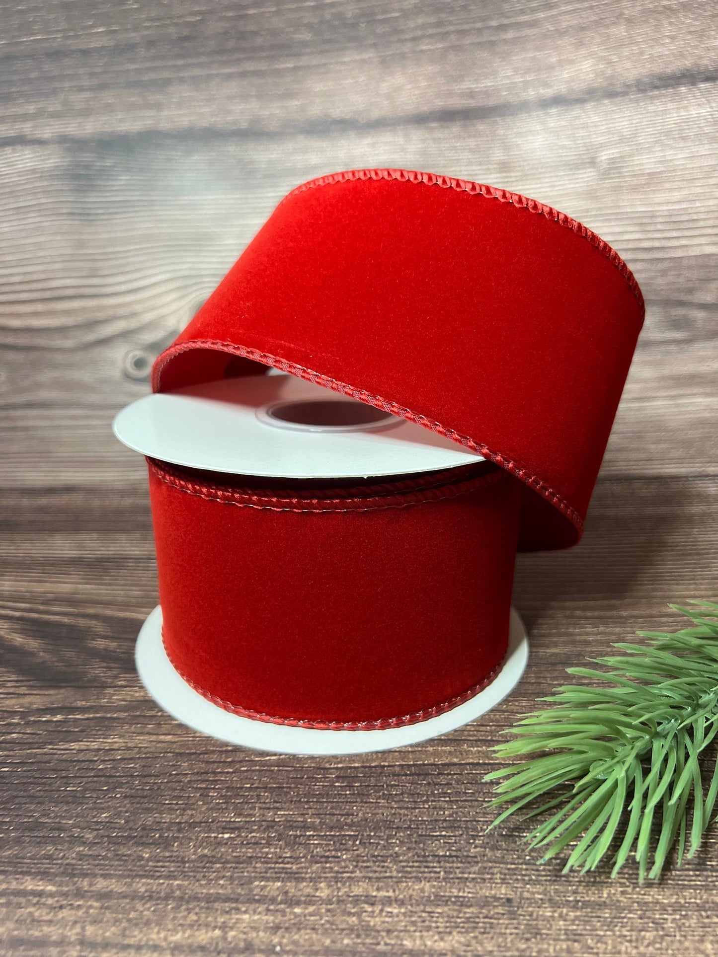 Christmas Wreath Ribbon INDOOR OUTDOOR Red Velvet Ribbon for Christmas Tree Wired Edge 10 yards