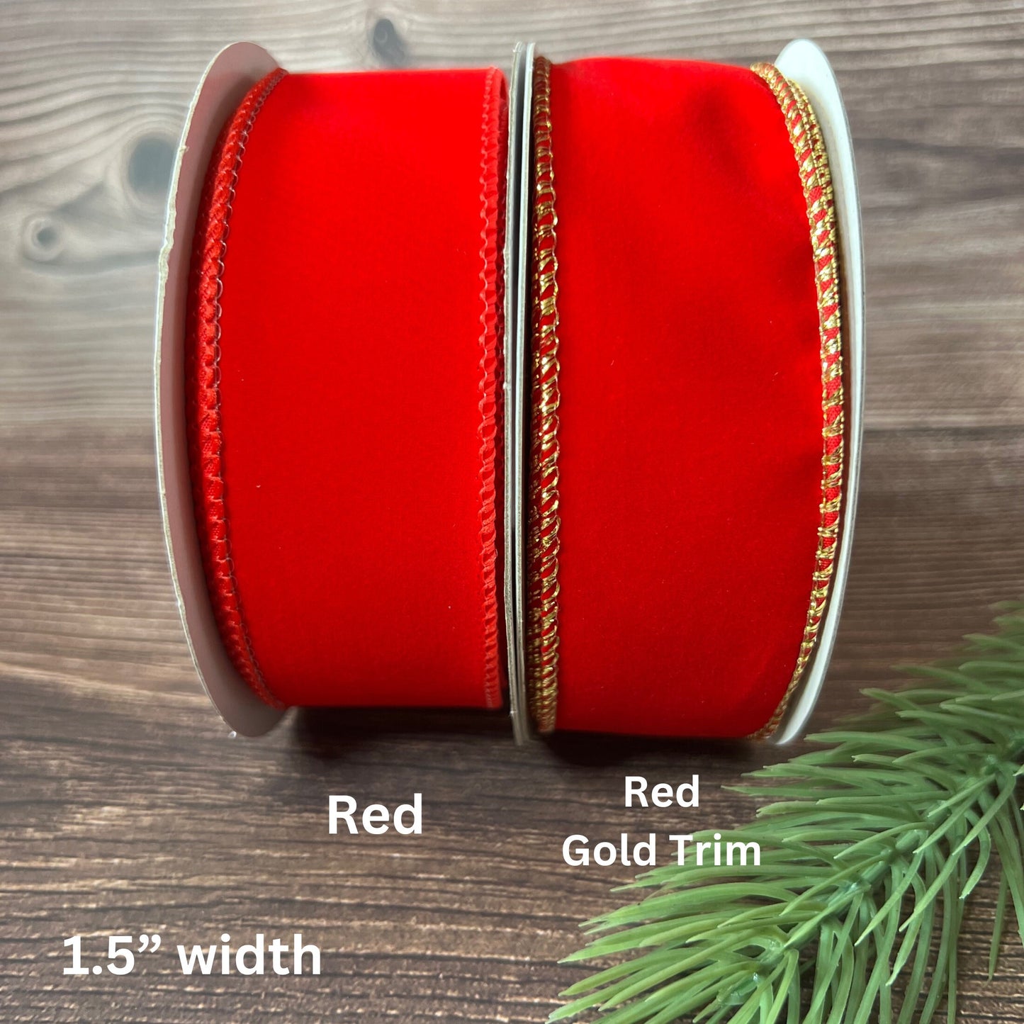 Christmas Wreath Ribbon INDOOR OUTDOOR Red Velvet Ribbon for Christmas Tree Wired Edge 10 yards
