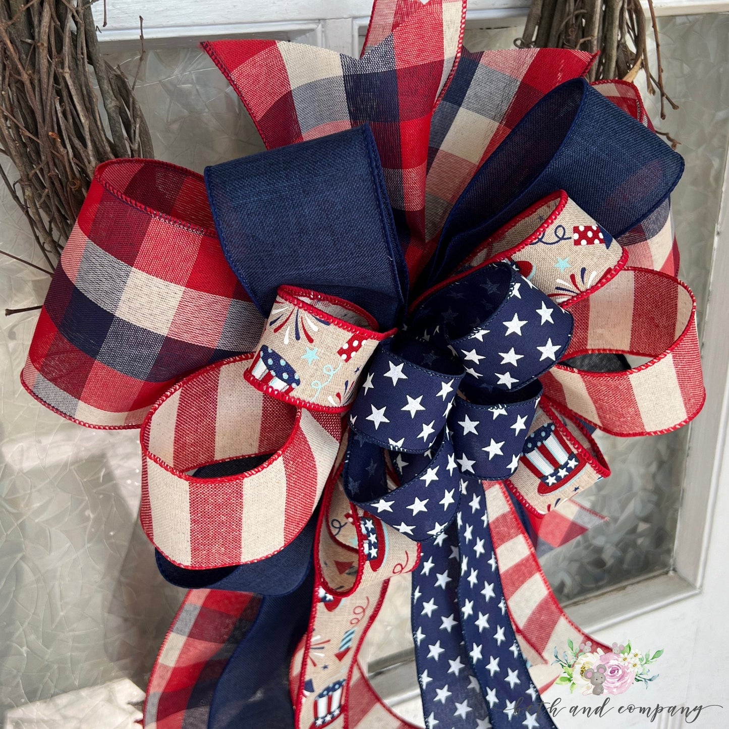 Patriotic Bow Memorial Day Home Decor Fourth of July Bow Eagle Scout Decor