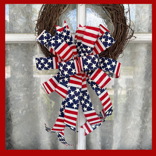 Patriotic Bow Stars and Strips Red White and Blue Bow Patriotic Decorations