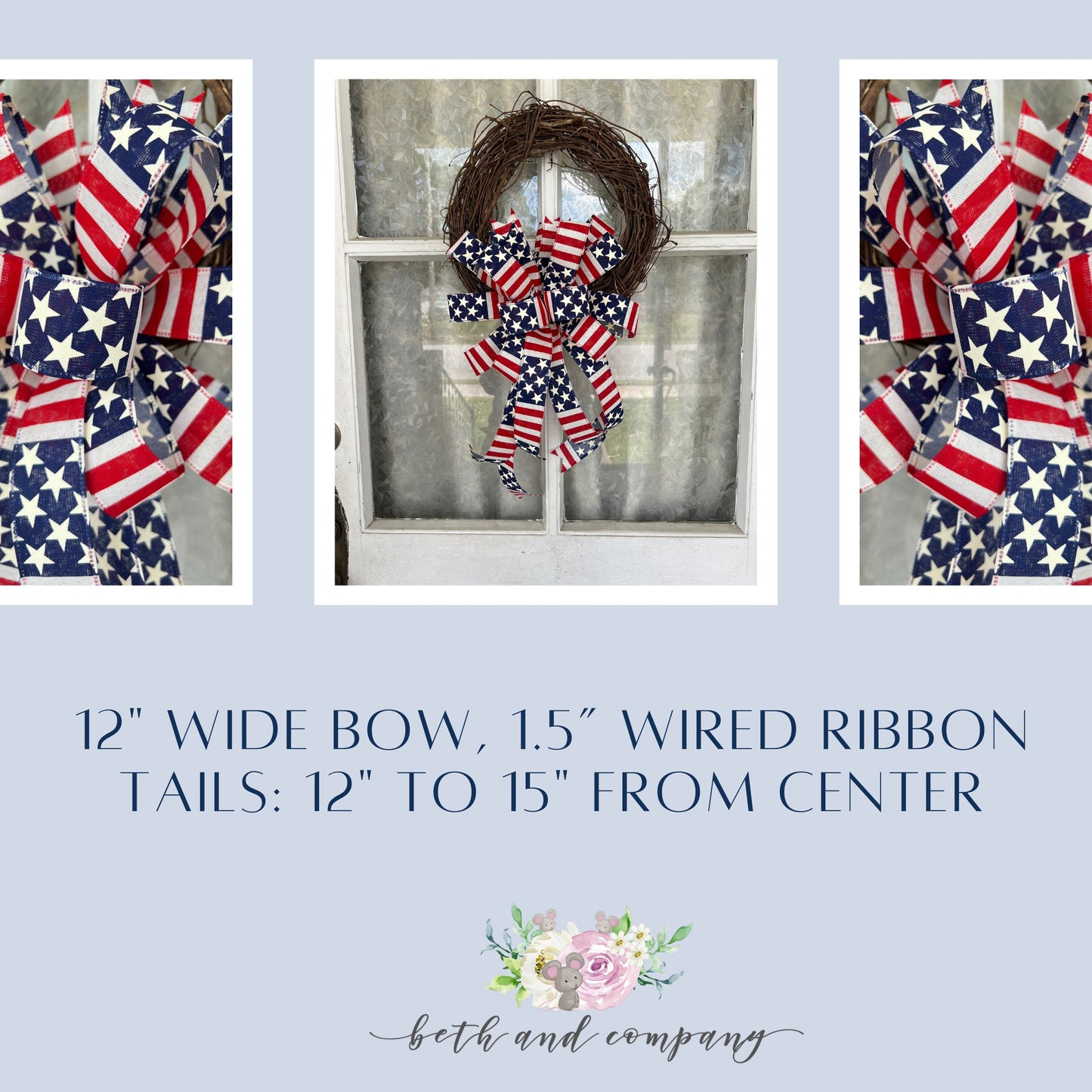 Patriotic Bow Stars and Strips Red White and Blue Bow Patriotic Decorations