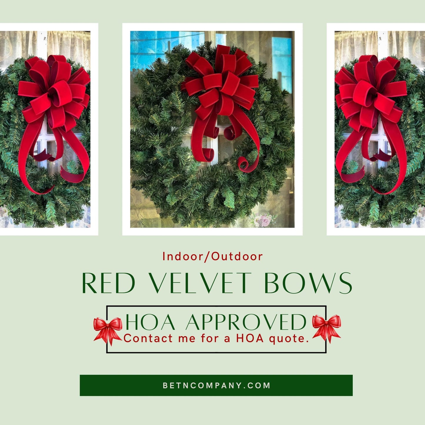 Christmas Bow INDOOR OUTDOOR Red Velvet Christmas Wreath Bow Red  Scarlet Red Christmas Decor Lantern Bow w/out liner Outside Christmas Bows