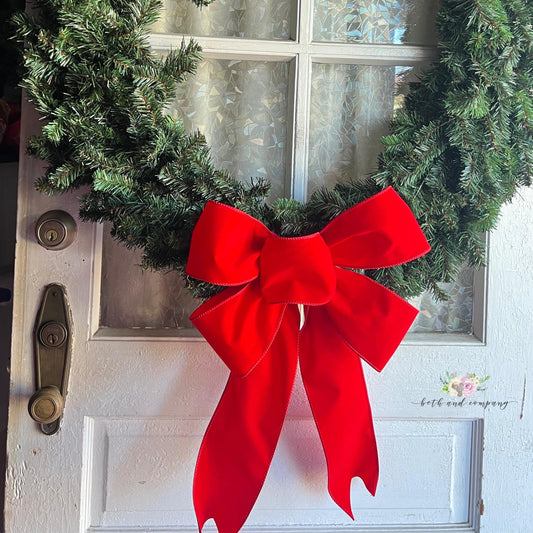 Christmas Bow Red OUTDOOR Bow for 28in to 36 in Wreath Big Bow