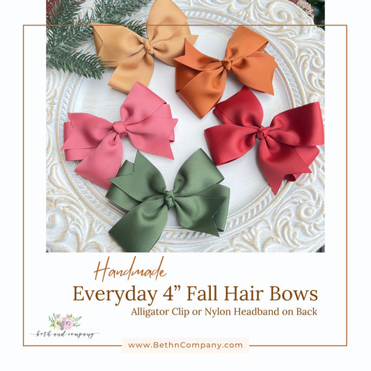 5 Inch Hair Bows Everyday Bows for Girls Hair Accessories Coquette bow, Grosgrain Ribbon, Women’s Hairbows Made in America