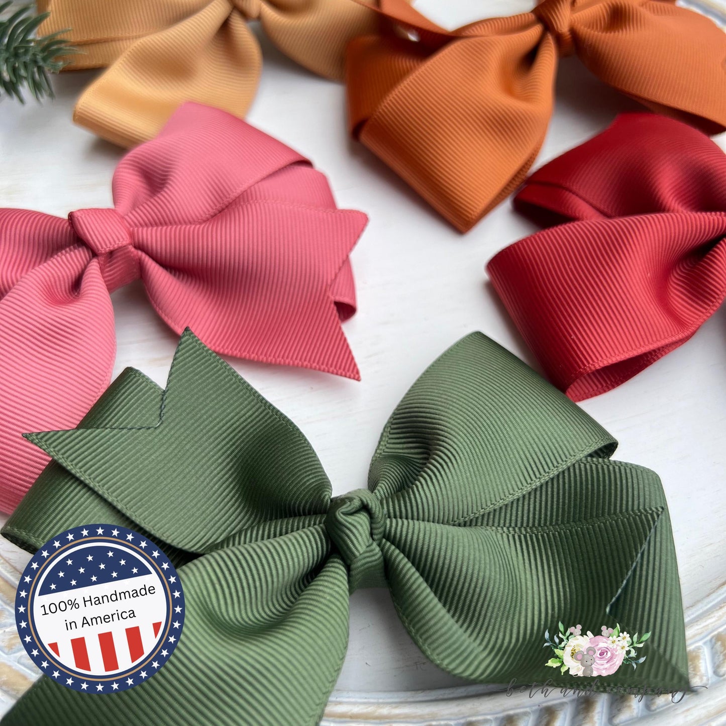 5 Inch Hair Bows Everyday Bows for Girls Hair Accessories Coquette bow, Grosgrain Ribbon, Women’s Hairbows Made in America