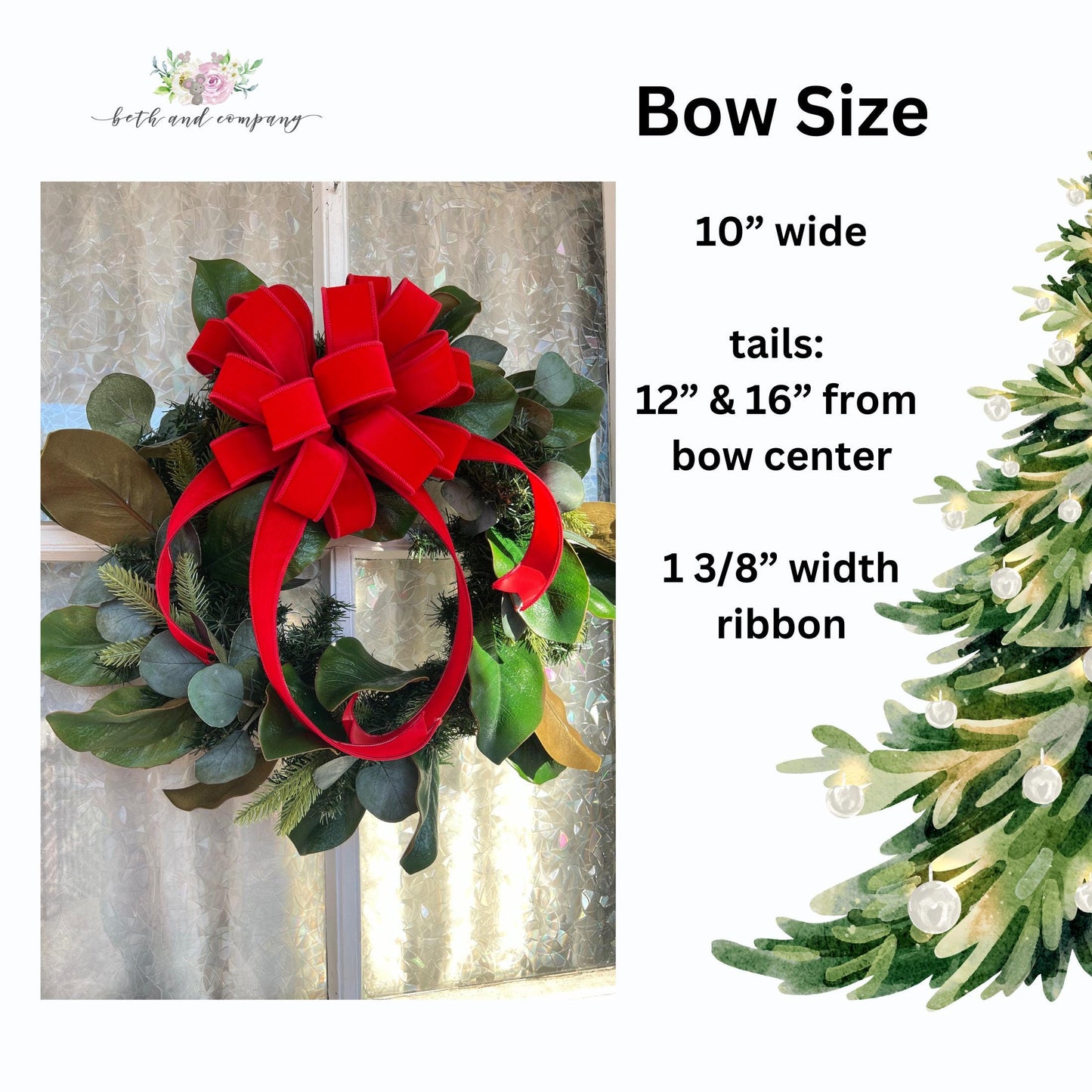 OUTDOOR 10 Inch Red Velvet Christmas wreath bow Narrow Velvet bow with plastic liner Excellant Quality Red Christmas Bow