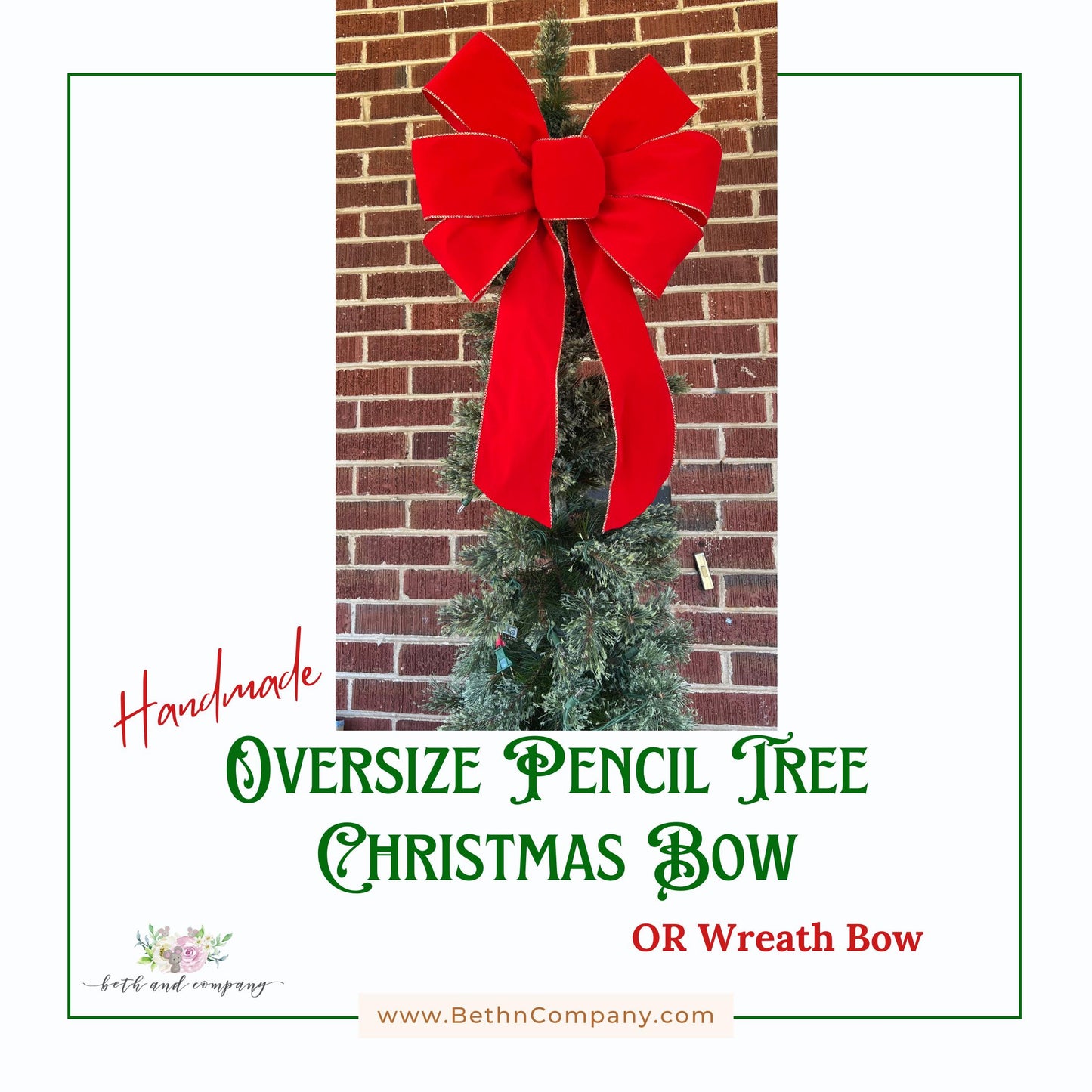 Oversized Tree Topper Bow - Red Velvet Bow Perfect for Slim Trees Outside Christmas Bows