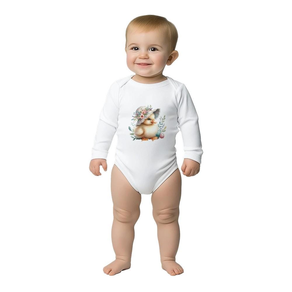 Baby Long Sleeve Easter Onesie White Easter Suit Duckling Design Easter Bodysuit for Infants