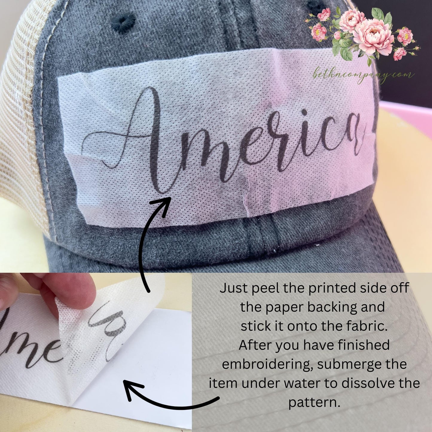 4th of July Embroidery Stick & Stitch Embroidery Pattern America Hand Lettering Font Hand Embroidered Template Peel and Stitch Pattern