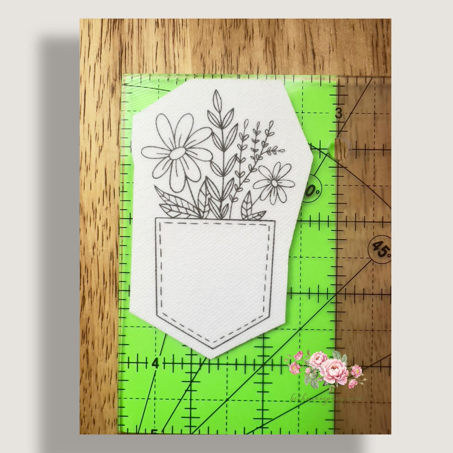 WildFlower Embroidery Stick & Stitch Embroidery Flower Patterns Hand Embroidered Template Peel and Stitch Pattern Set of 5