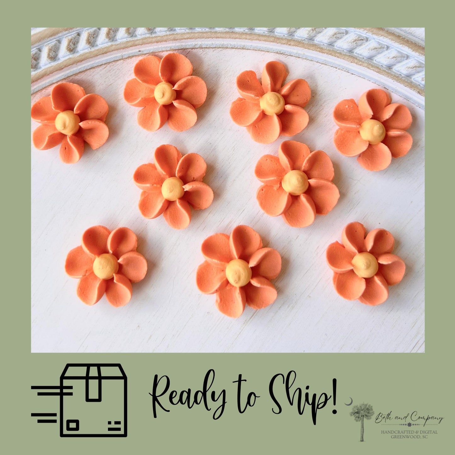 Large Royal Icing Flowers - Autumn Colors | Pumpkin Spice | Edible Handmade Flowers Cake and Cookie Decorations Resdy to Ship