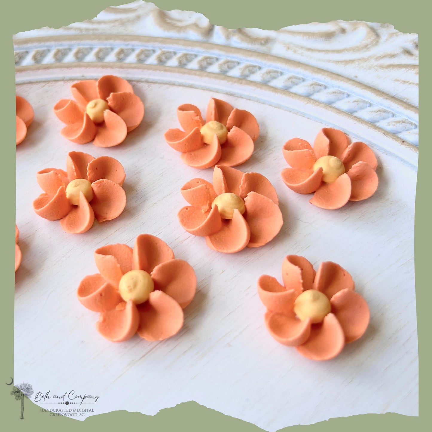 Large Royal Icing Flowers - Autumn Colors | Pumpkin Spice | Edible Handmade Flowers Cake and Cookie Decorations Resdy to Ship