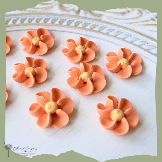 Large Royal Icing Flowers - Autumn Colors | Pumpkin Spice | Edible Handmade Flowers Cake and Cookie Decorations Resdy to Ship