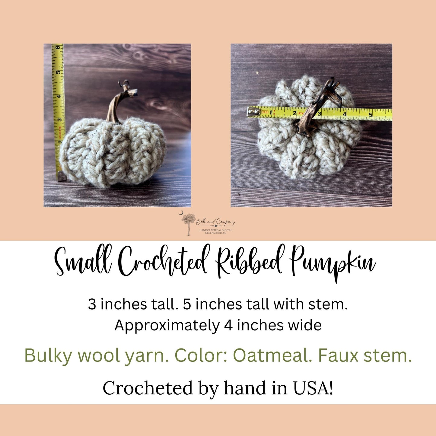Crocheted Pumpkins – Fall Decor, Neutral Farmhouse Style, Tray Accent, Autumn Table Centerpiece for Fall Decorations - Ready to Ship