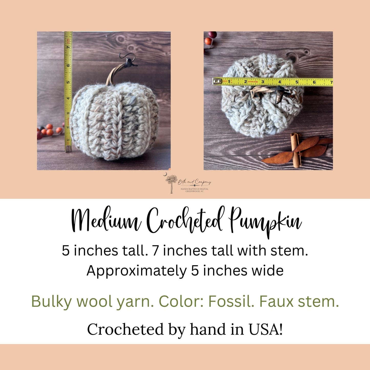 Crocheted Pumpkins – Fall Decor, Neutral Farmhouse Style, Tray Accent, Autumn Table Centerpiece for Fall Decorations - Ready to Ship