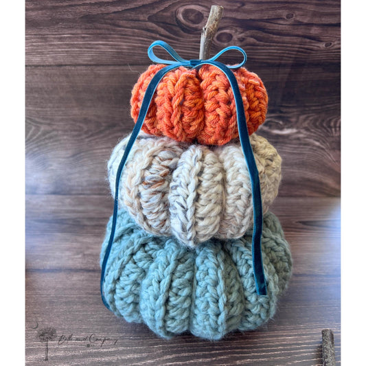 Stacked Crocheted Pumpkins – Fall Decor Neutral Farmhouse Style Autumn Table Centerpiece Handmade Fall Decor - Multiple Colors Ready to Ship