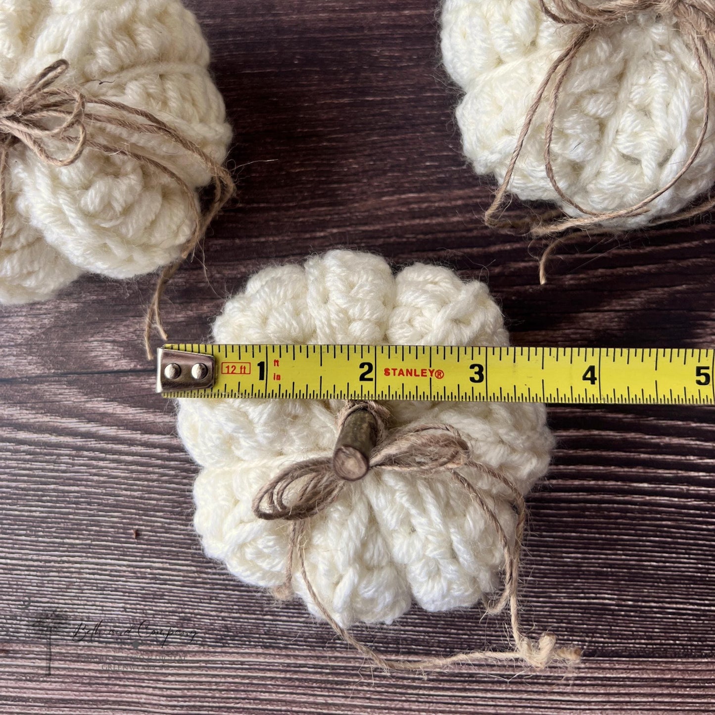 Handmade Small Cream Crochet Pumpkin – Fall Decor, Neutral Farmhouse Style, Tiered Tray Accent, Autumn Table Centerpiece