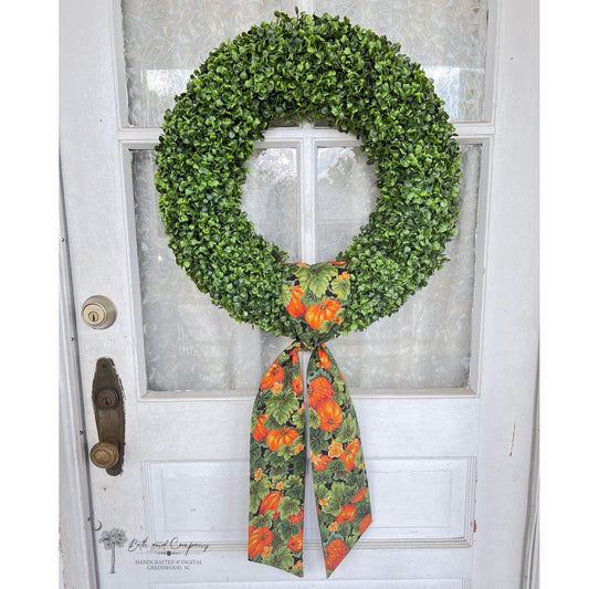Fall Wreath Sash Pumpkin Patch Wreath Sash Pumpkin Front Door Decor Pumpkin Wreath Handmade Fabric Sash Fall Decoration
