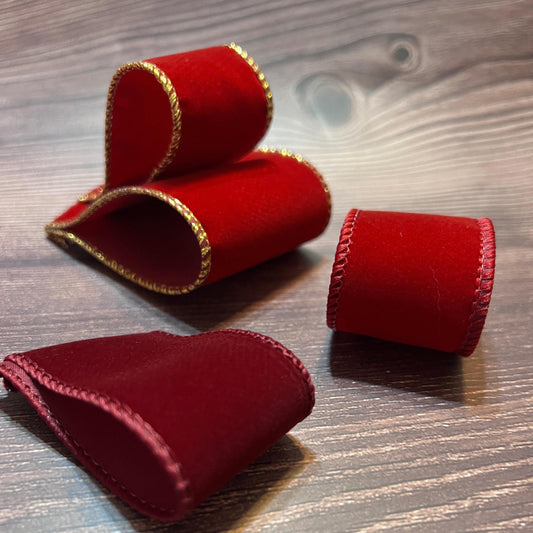 Premium Red Velvet Ribbon Samples – Choose Your Favorite Color or Conbination for Comparsion Wired Christmas Ribbon Swatches