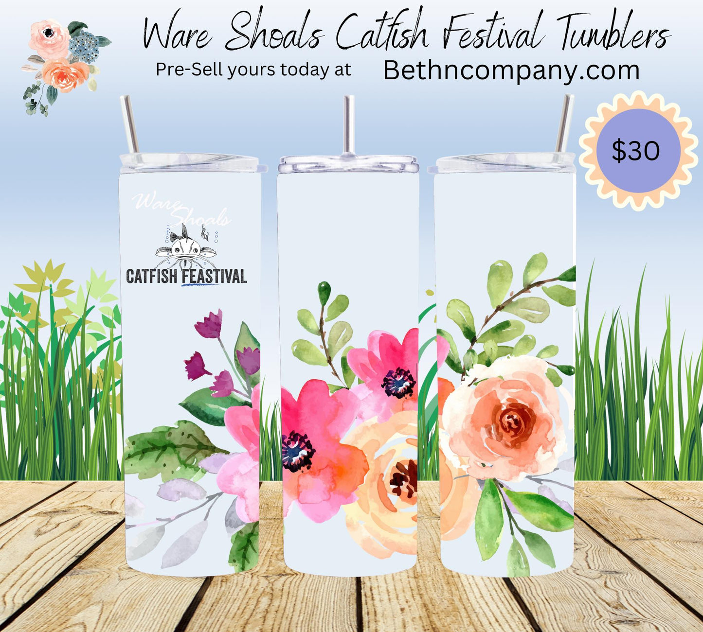 Floral Tumbler - WS Catfish Festival 2023