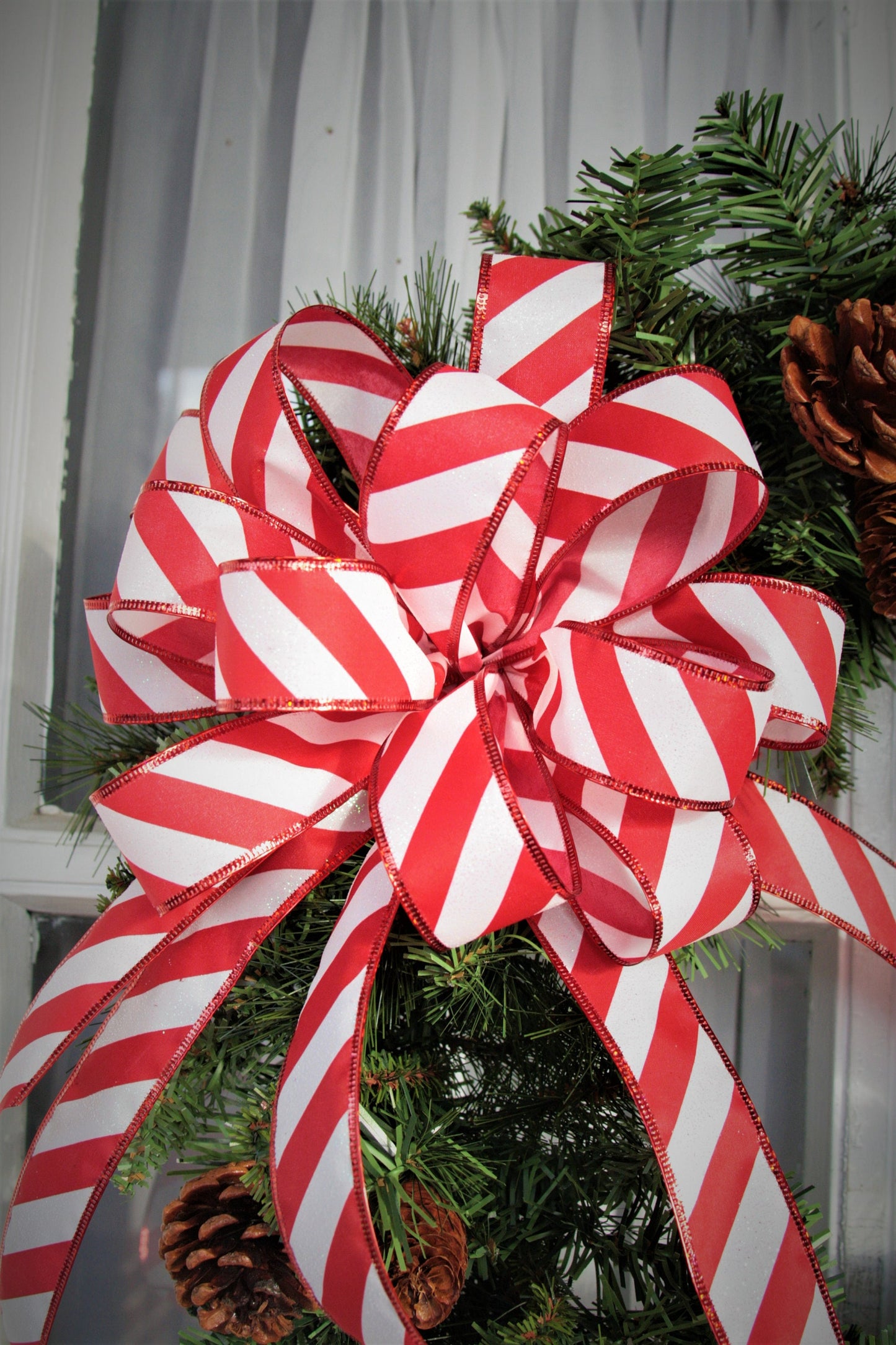 Candy Cane Stripe Christmas Wreath Bow, Christmas wreath bow for front door, Christmas Wreath Bow, Christmas bows for wreaths