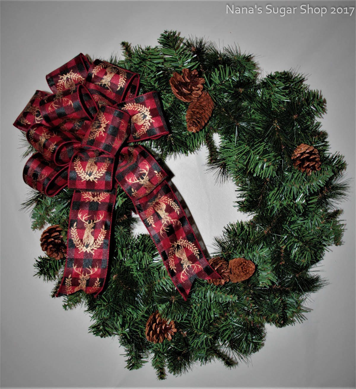 Christmas Lodge Deer Wreath Bow, Red and Black Plaid, Christmas wreath bow for front door, Christmas Wreath Bow, Christmas bows for wreaths