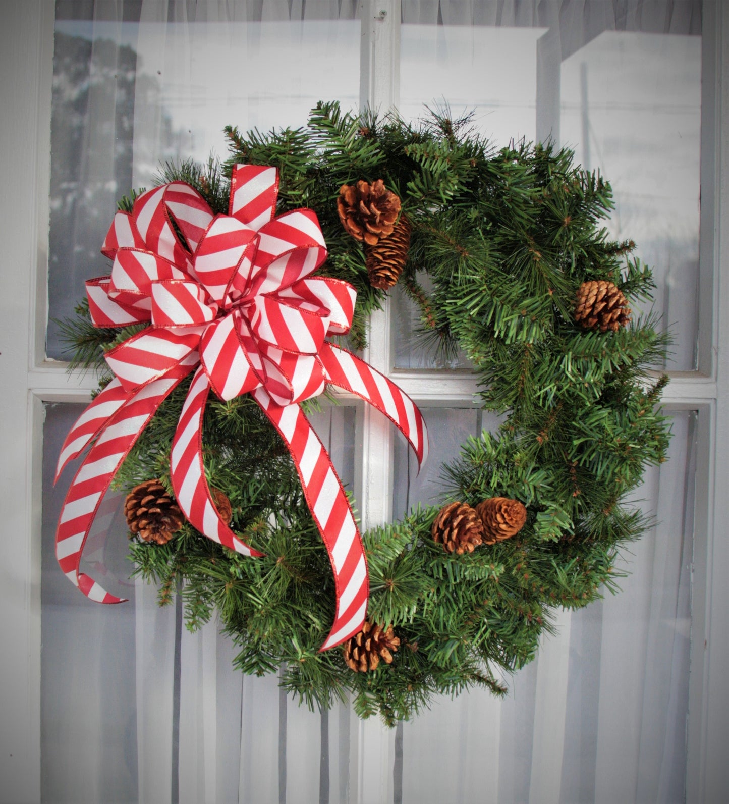 Candy Cane Stripe Christmas Wreath Bow, Christmas wreath bow for front door, Christmas Wreath Bow, Christmas bows for wreaths