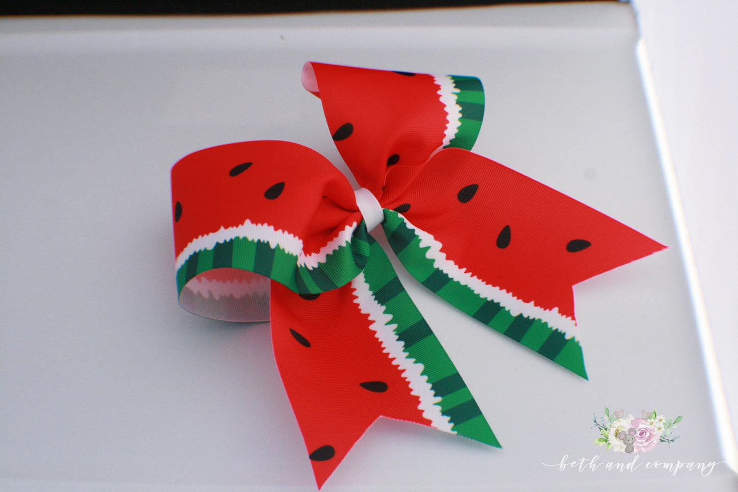 Cheer Bow, Watermelon Cheer Bow, Summertime Hair Bow, 3 Inch wide Cheer Bow