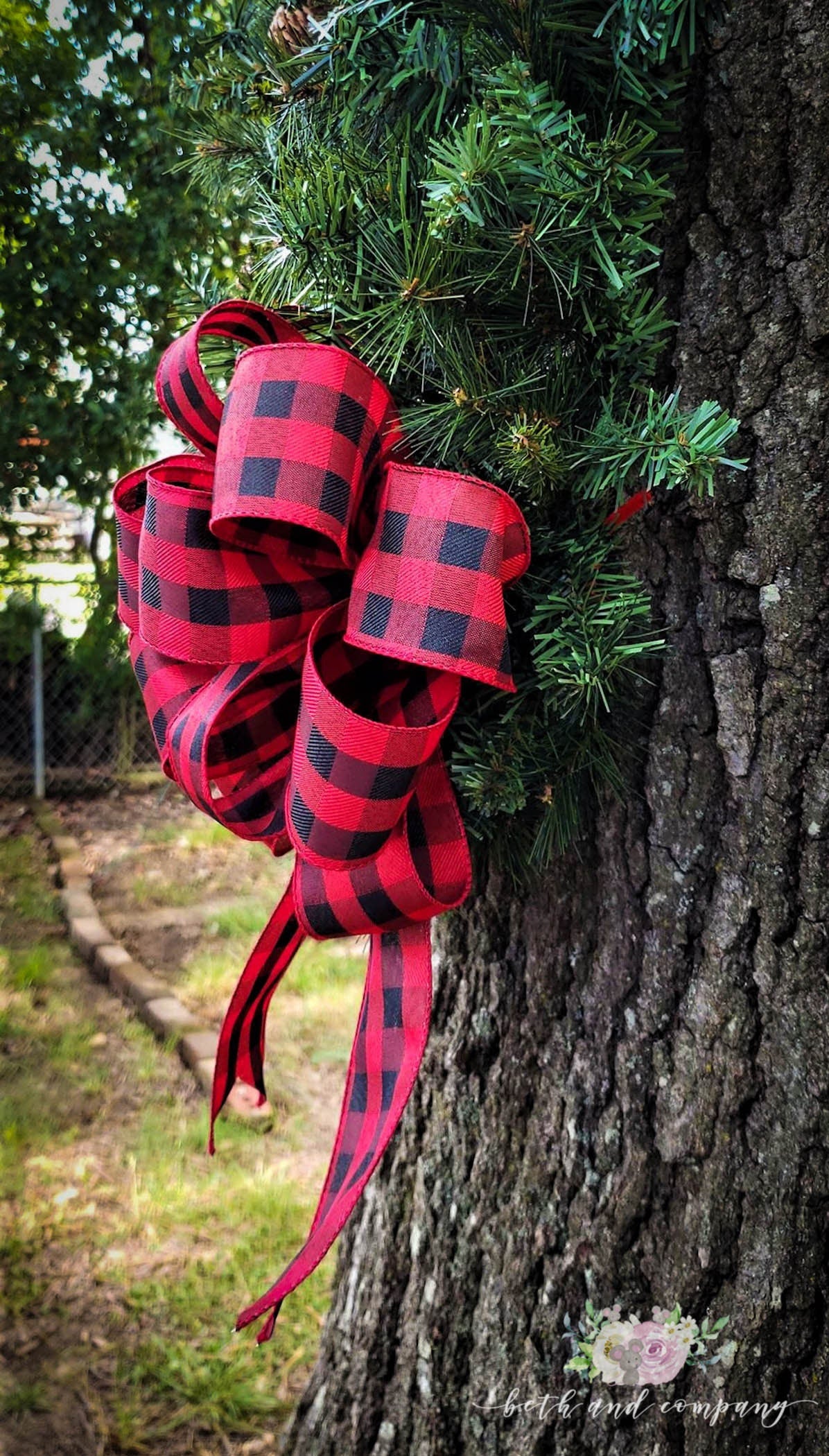 Red and Black Buffalo Plaid Wreath Bow, FREE Shipping