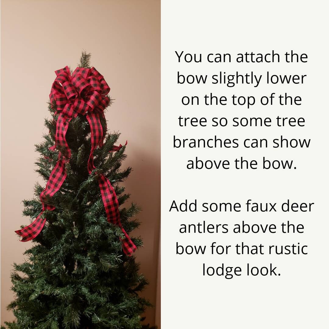Tree Topper / Christmas Red and Black Buffalo Plaid Tree Topper / White and Black, Red and White /  Farmhouse ChrisTmas Tree Topper