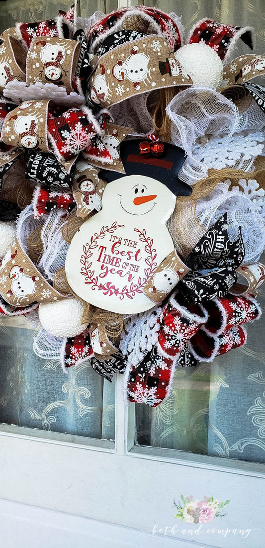 Winter Christmas Wreath, Snowman Christmas Wreath, Cracker Barrel Snowman Christmas Wreath, Christmas Wreaths, Christmas Decorations