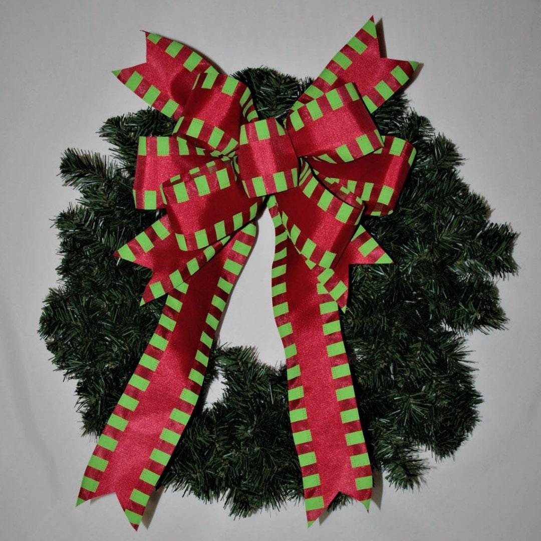 Whoville Inspired Funky Christmas Wreath Bow, Christmas wreath bow for front door, Christmas Wreath Bow, Christmas bows for wreaths