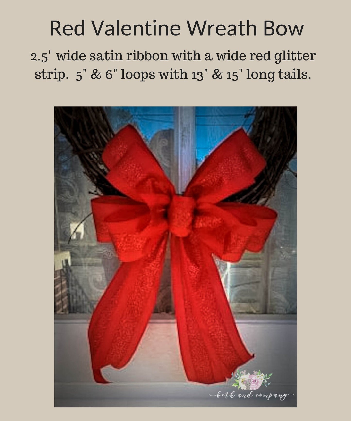 Valentines Day Bow, Red Wreath Bow, Holiday Mailbox bow, Lantern bow, Christmas Bow for mantel decor