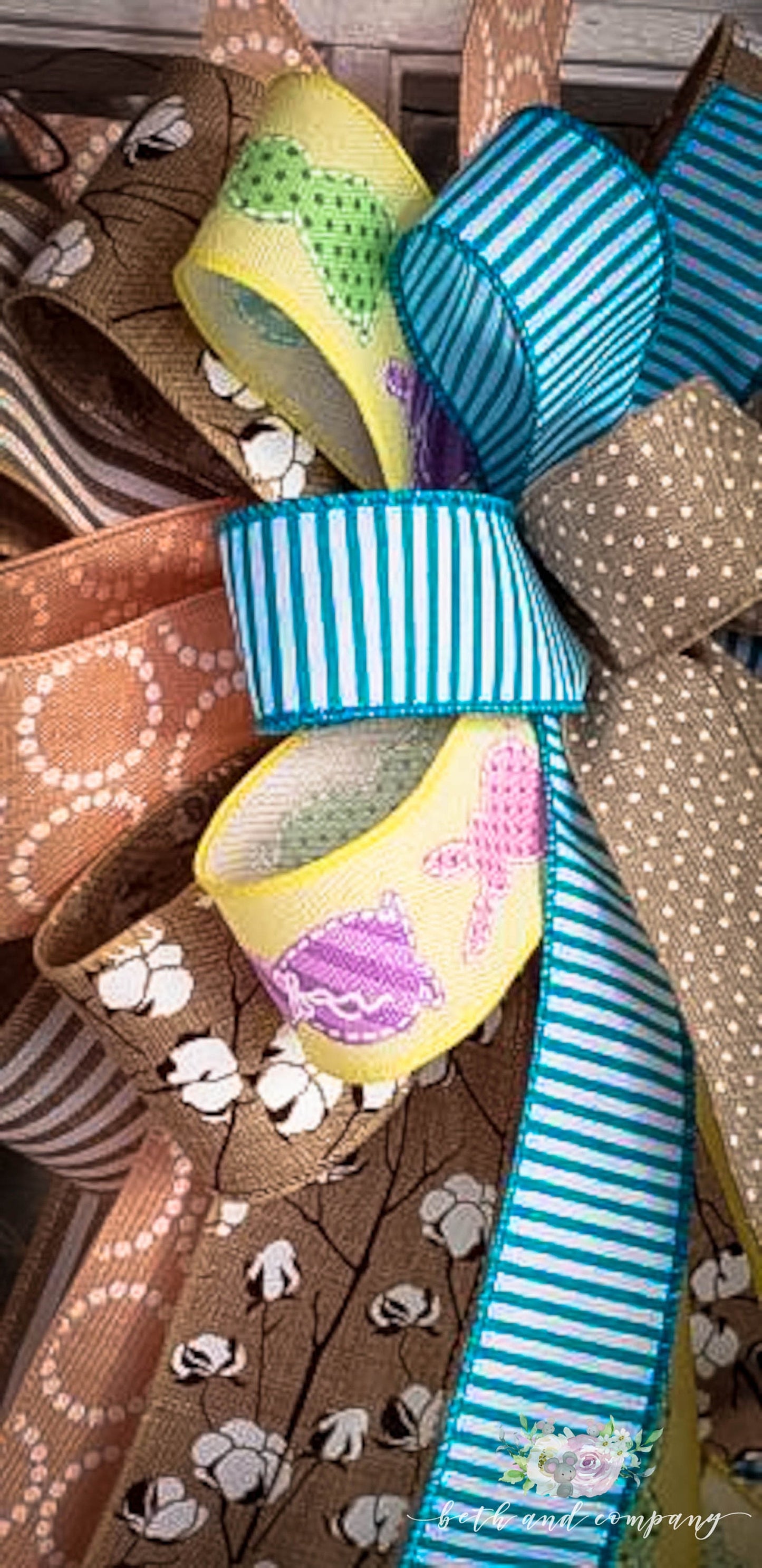 Farmhouse Easter Wreath Bow, Easter Lantern Bow, Spring Wreath Bow, Easter Bunny Bow for Front Door, Easter Decorations, Front Door Decor