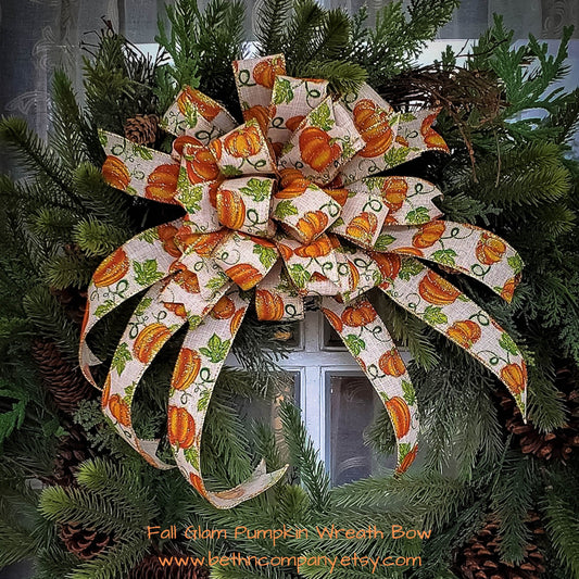 Fall Pumpkin Wreath Bow,