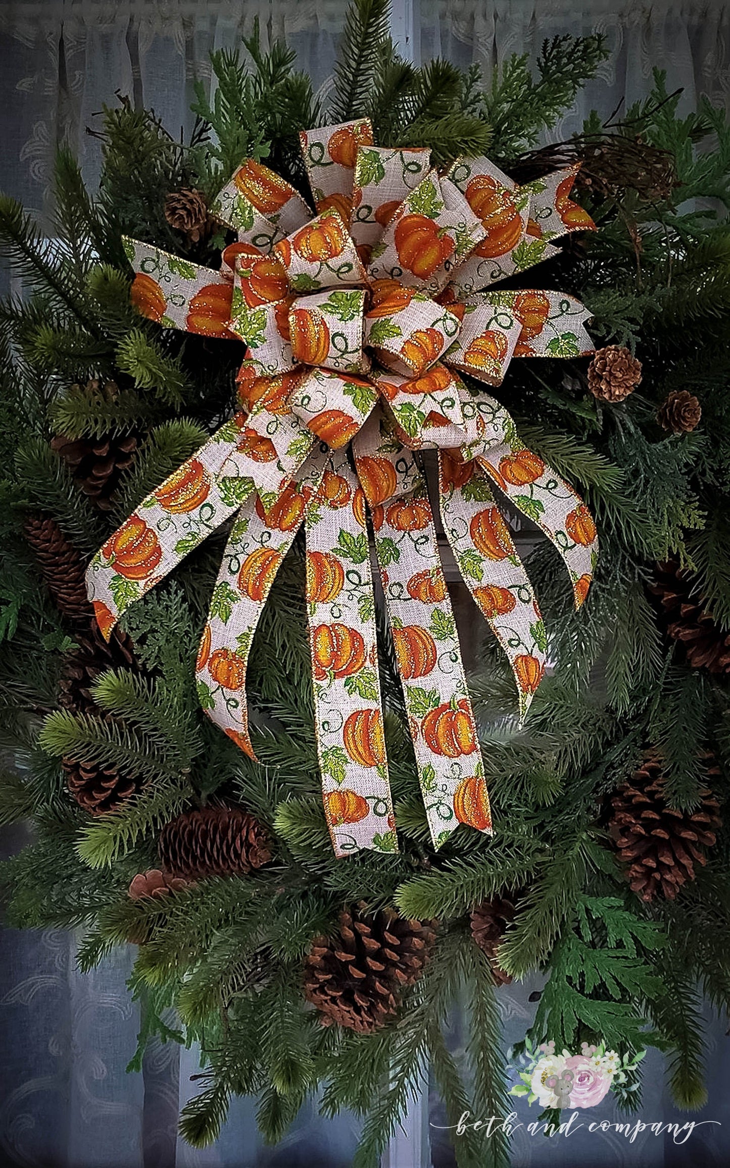 Fall Pumpkin Wreath Bow,