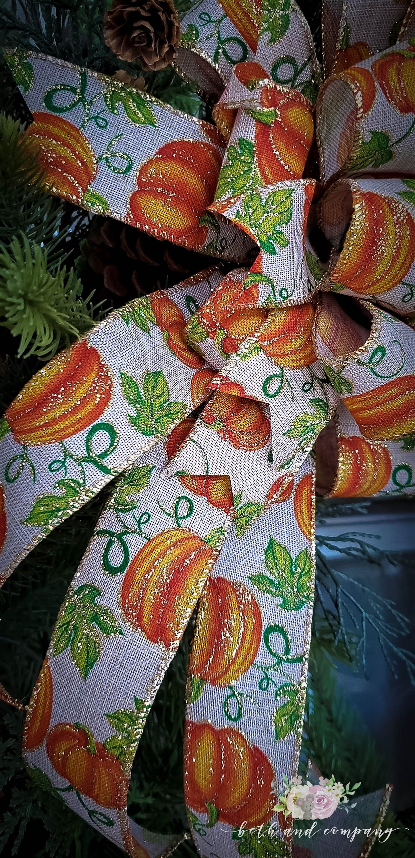 Fall Pumpkin Wreath Bow,