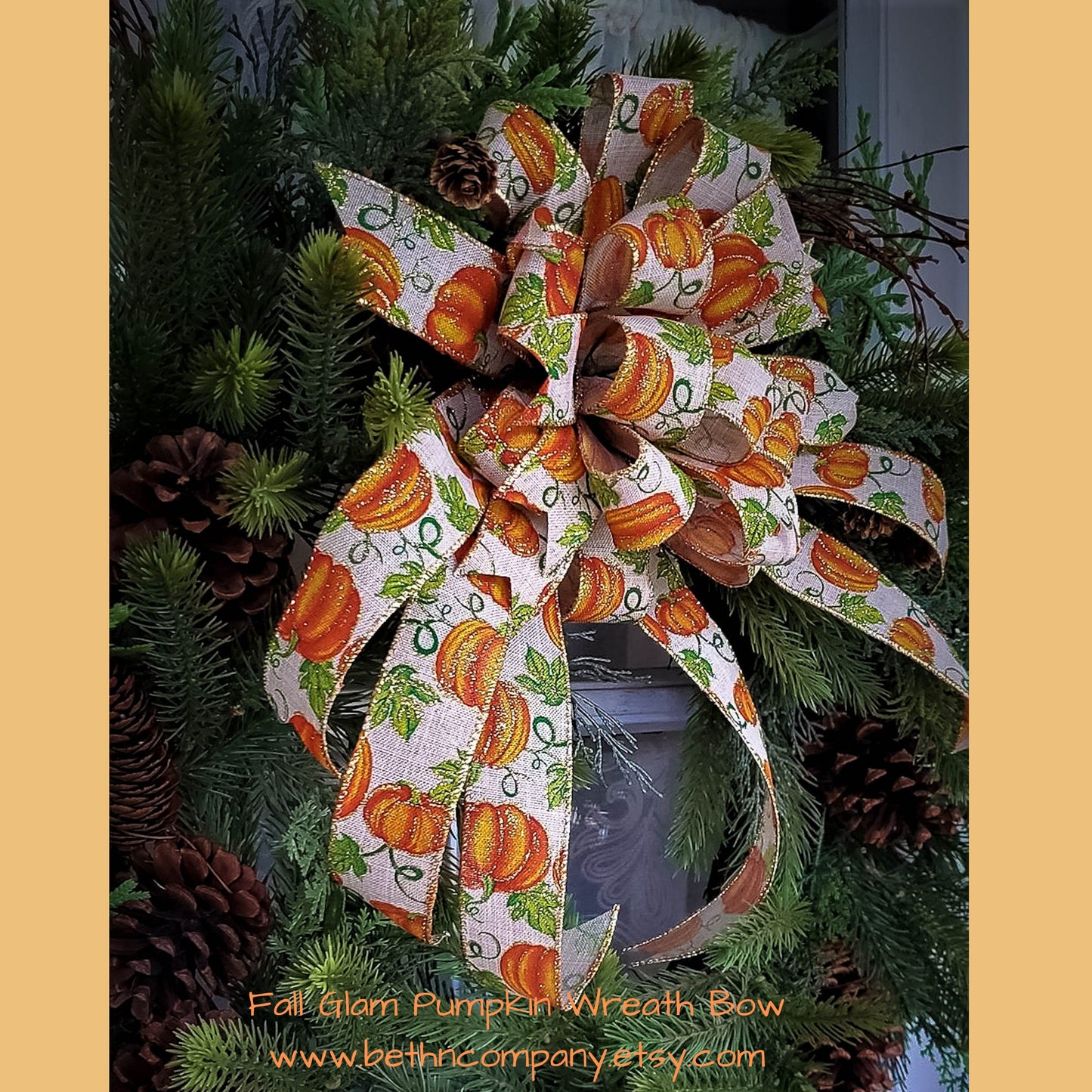 Fall Pumpkin Wreath Bow,