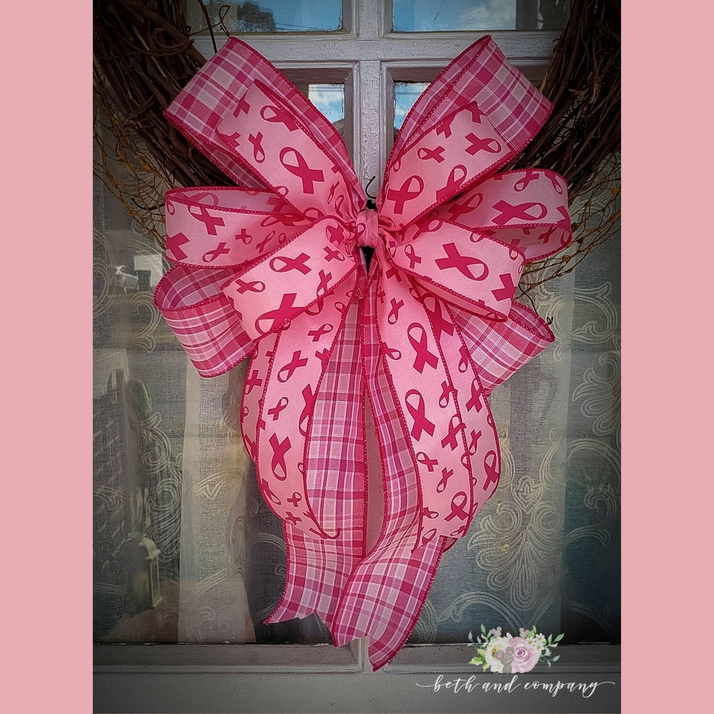 Breast Cancer Awareness Wreath Bow