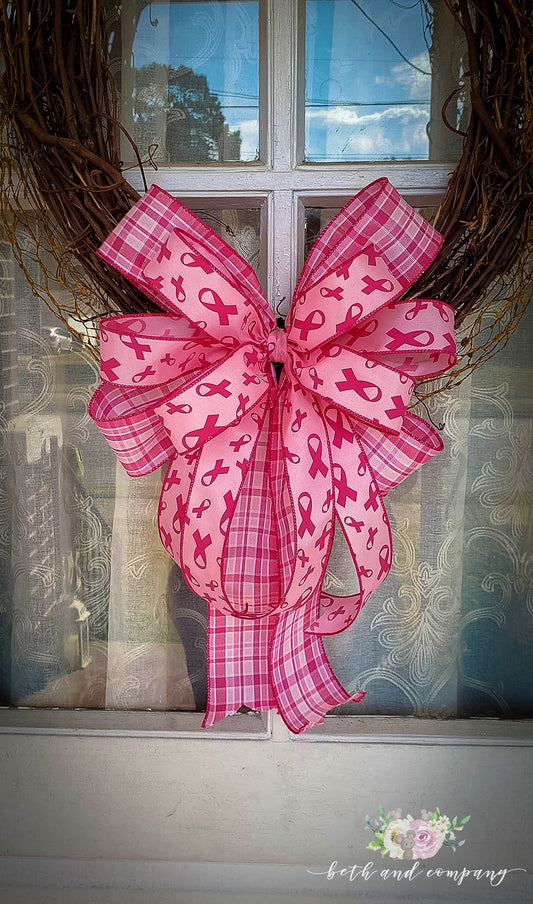 Breast Cancer Awareness Wreath Bow