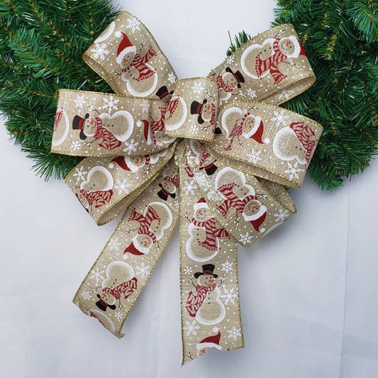Snowman Christmas Bow, Red and White Snowman