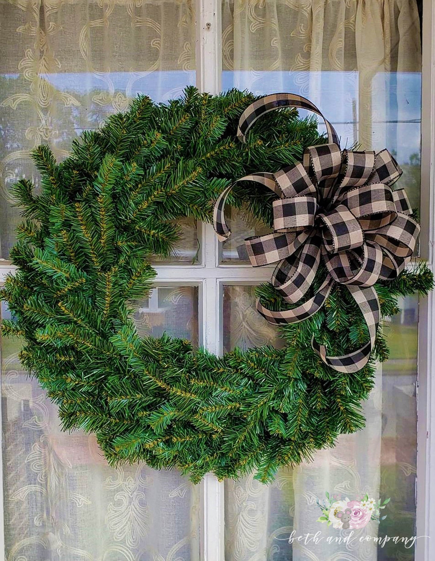 Black and Cream Buffalo Plaid Bow, Buffalo Plaid Farmhouse Spring Summer Bow