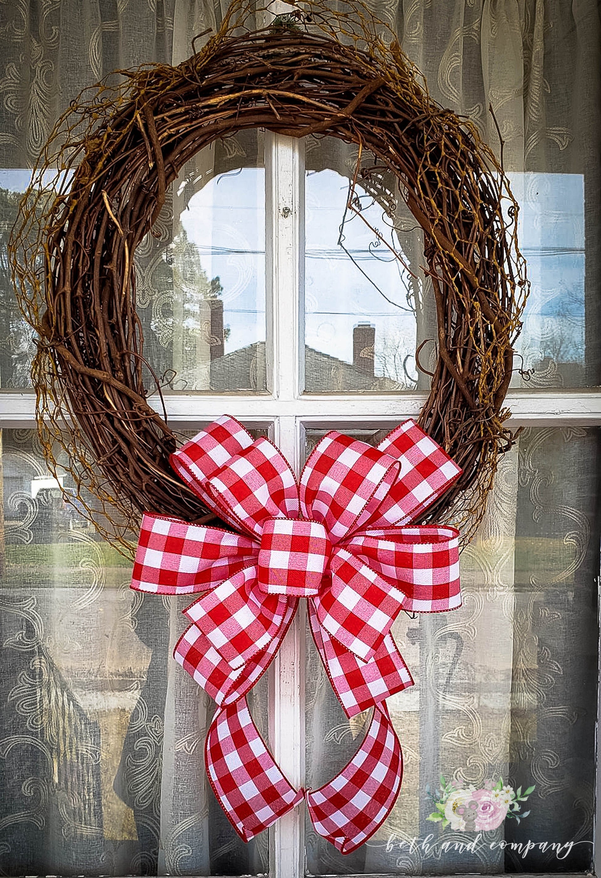 Buffalo Check Bows, Black White Checkered Ribbon Bow, Buffalo