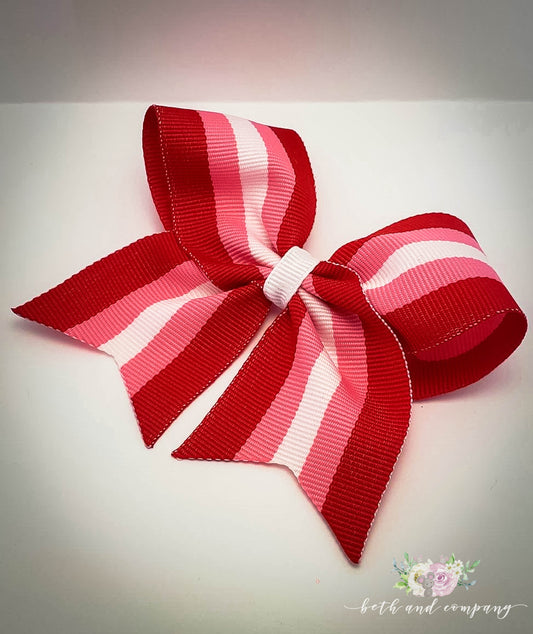 Valentine's Day Toddler Hair Bow, Red, Pink & White Clip on Toddler Bow