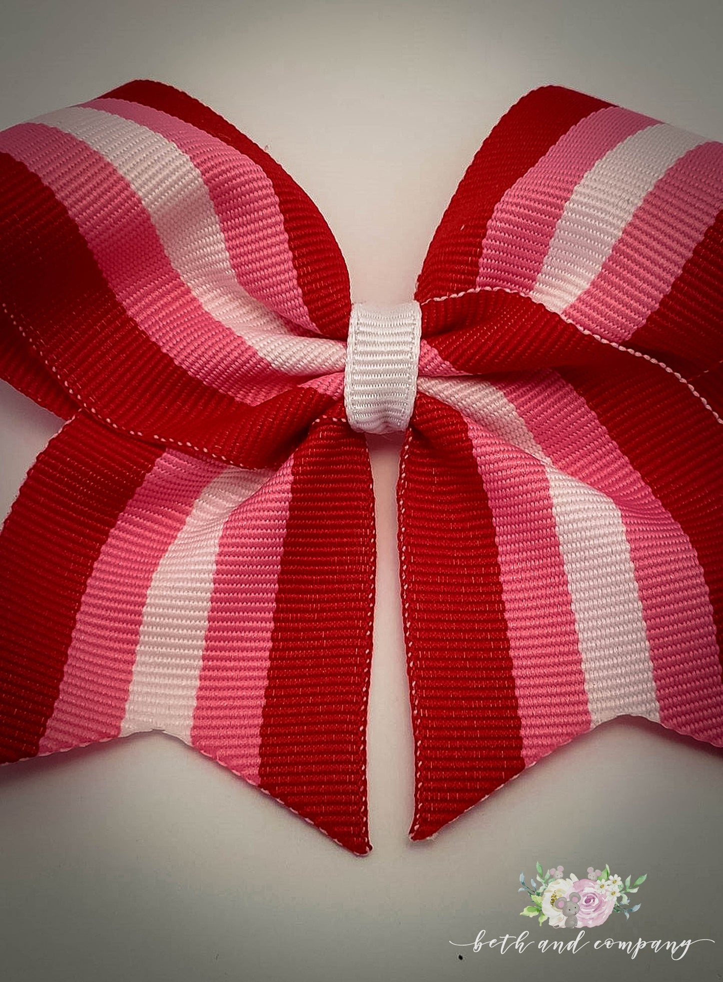 Valentine's Day Toddler Hair Bow, Red, Pink & White Clip on Toddler Bow