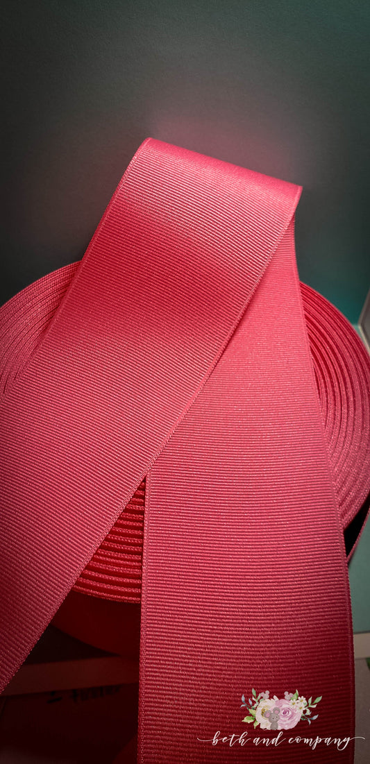 2.25" Wide Hot Pink Grosgrain Ribbon - Sold by the yard -  Cheer Ribbon - Boutique Bow Ribbon